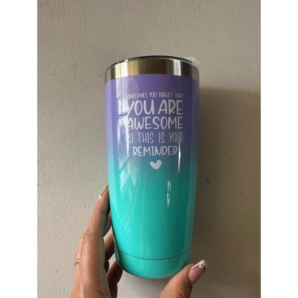 NWOT Inspirational Ombre Stainless Steel Hot Cold Tumbler Coffee Mug 20oz